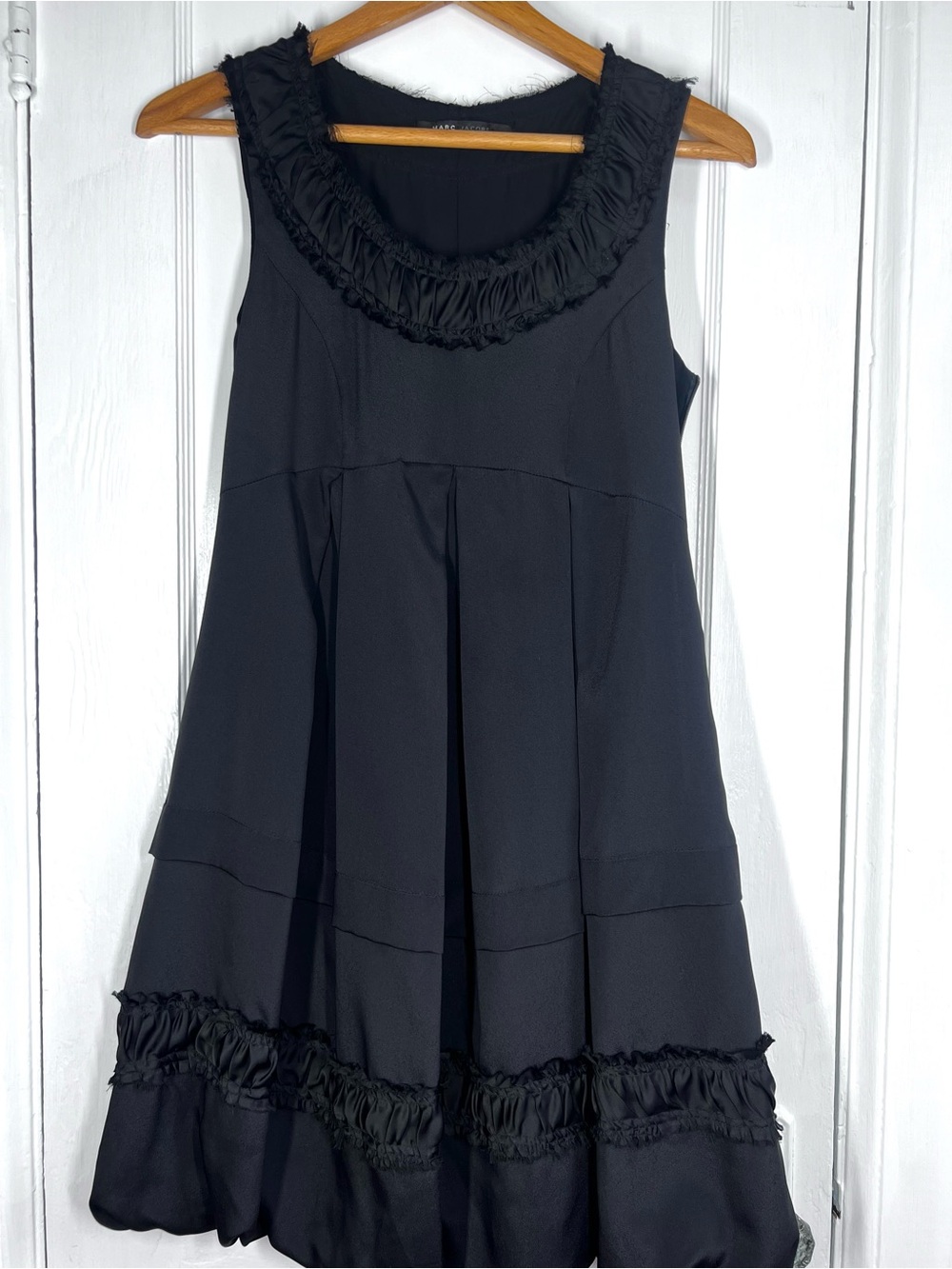 Vintage Marc Jacobs Y2K Pure Silk Babydoll Dress Raw Edge Neckline Scoop Neck